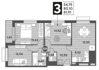 80 м², 3-комнатная квартира 12 800 000 ₽ - изображение 62
