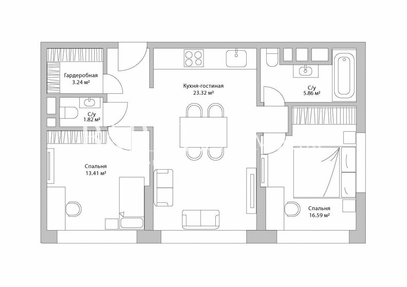 70 м², 3-комнатная квартира 31 500 000 ₽ - изображение 1