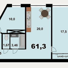 Квартира 61,3 м², 2-комнатная - изображение 1