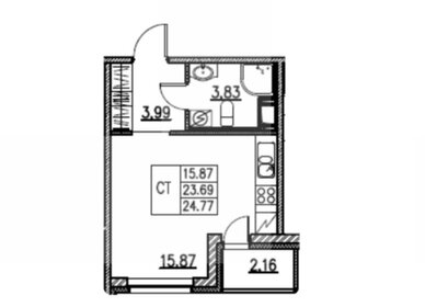 25 м², квартира-студия 4 990 000 ₽ - изображение 74