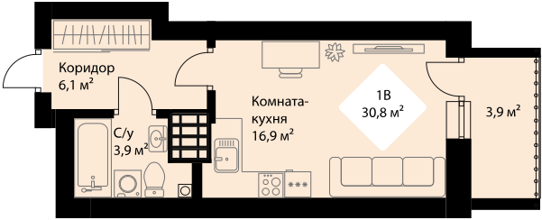 28,7 м², квартира-студия 4 792 900 ₽ - изображение 9