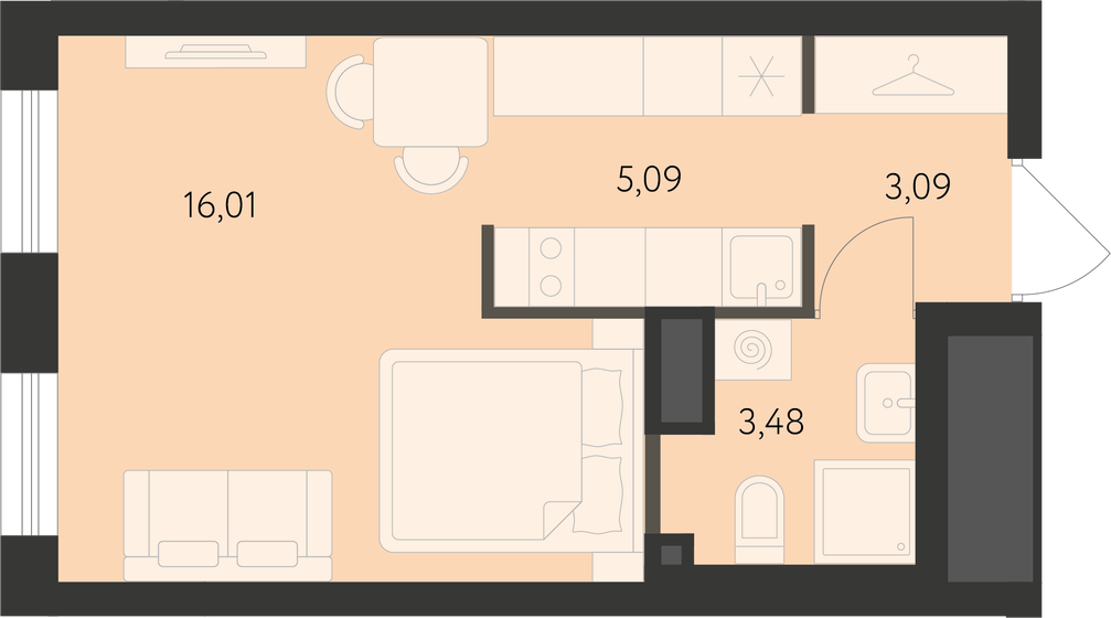 27,7 м², квартира-студия 4 068 000 ₽ - изображение 14