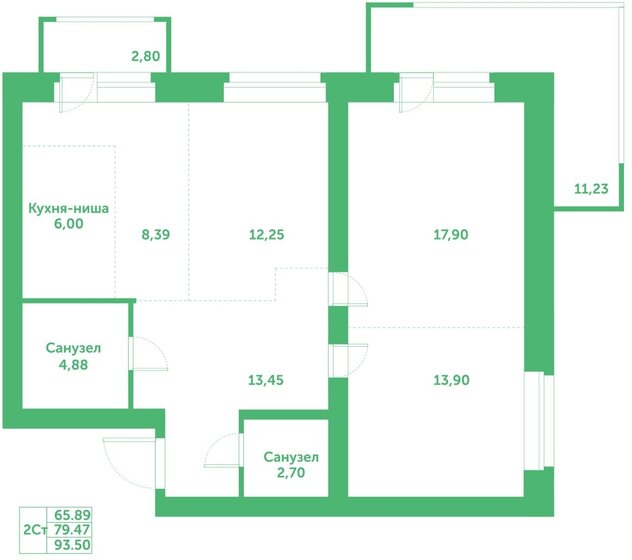 79,5 м², 3-комнатная квартира 10 290 000 ₽ - изображение 23