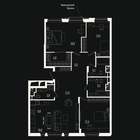 Квартира 117,3 м², 3-комнатная - изображение 1