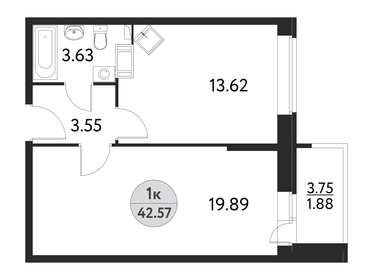 50 м², 1-комнатная квартира 7 492 500 ₽ - изображение 16