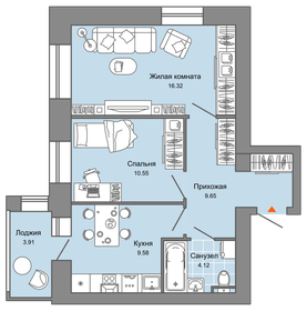 57,1 м², 2-комнатная квартира 4 760 000 ₽ - изображение 106