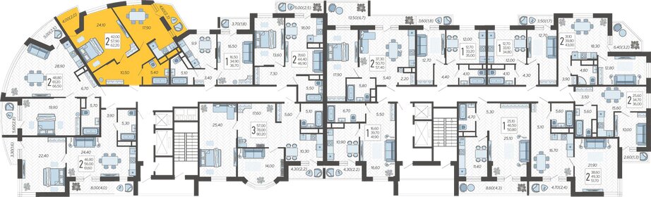 66,5 м², 2-комнатная квартира 8 106 350 ₽ - изображение 32