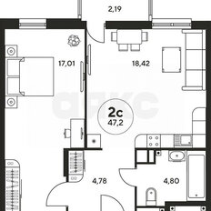 Квартира 47,2 м², 1-комнатная - изображение 2