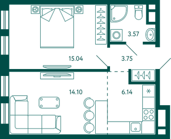 42,6 м², 1-комнатная квартира 8 119 171 ₽ - изображение 15