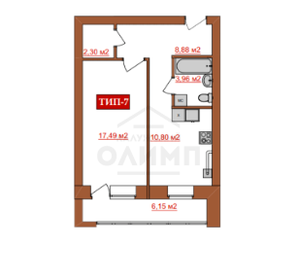 52,6 м², 1-комнатная квартира 6 307 200 ₽ - изображение 43