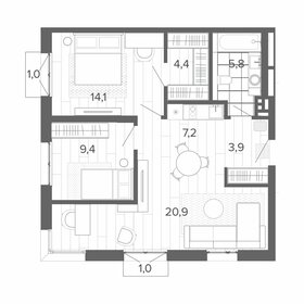 Квартира 66,3 м², 3-комнатная - изображение 1