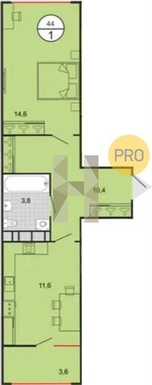 44 м², 1-комнатная квартира 3 432 000 ₽ - изображение 49