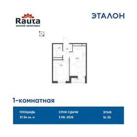 Квартира 37,5 м², 1-комнатная - изображение 1