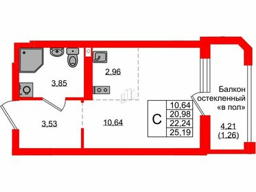 22,2 м², квартира-студия 3 981 393 ₽ - изображение 42