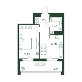 Квартира 46,9 м², 1-комнатная - изображение 1