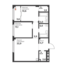 Квартира 66,7 м², 2-комнатная - изображение 1