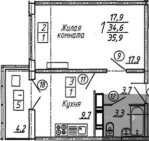 35,9 м², 1-комнатная квартира 3 300 738 ₽ - изображение 7
