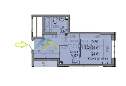 Квартира 24,6 м², 1-комнатная - изображение 1