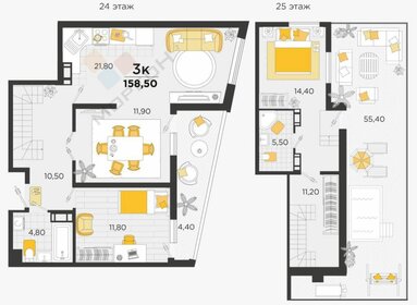 Квартира 158,5 м², 3-комнатная - изображение 1