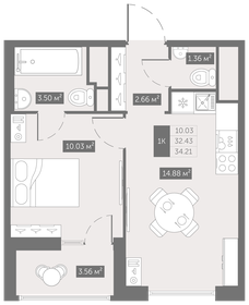 34,2 м², 1-комнатная квартира 5 205 394 ₽ - изображение 17