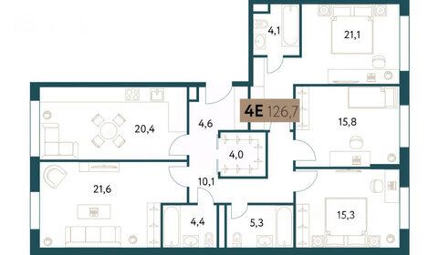 Квартира 126,8 м², 4-комнатная - изображение 1