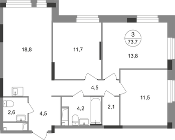 Квартира 73,7 м², 3-комнатная - изображение 1