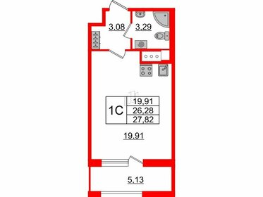 Квартира 26,3 м², студия - изображение 1