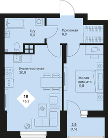 48,8 м², 1-комнатная квартира 7 271 200 ₽ - изображение 19