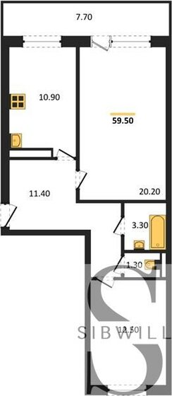 59,5 м², 2-комнатная квартира 6 350 000 ₽ - изображение 39