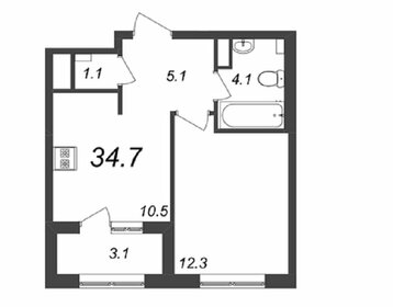 Квартира 34,6 м², 1-комнатная - изображение 5