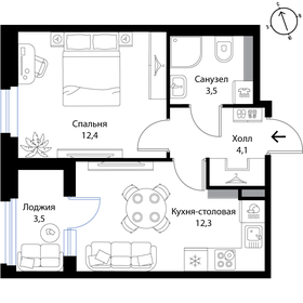 Квартира 34,1 м², 1-комнатная - изображение 1