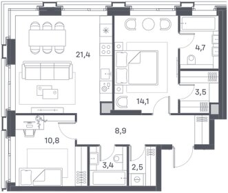 75 м², 3-комнатная квартира 38 000 000 ₽ - изображение 52