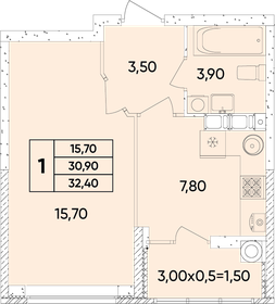 32 м², 1-комнатная квартира 5 450 000 ₽ - изображение 93