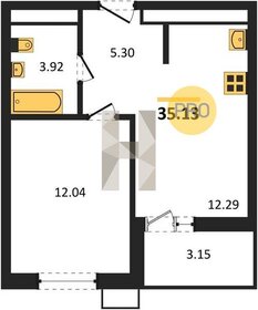 Квартира 35,1 м², 1-комнатная - изображение 1