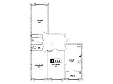 Квартира 86,6 м², 3-комнатная - изображение 1