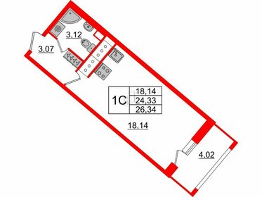 Квартира 24,3 м², студия - изображение 1