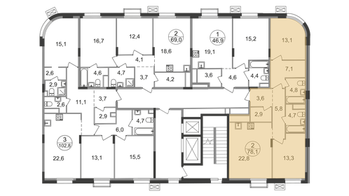 Квартира 78,1 м², 2-комнатная - изображение 2