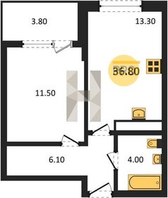 Квартира 36,8 м², 1-комнатная - изображение 1