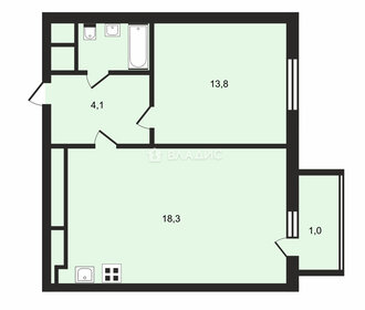 Квартира 40,6 м², 1-комнатная - изображение 1