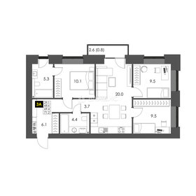 Квартира 69,4 м², 3-комнатная - изображение 1