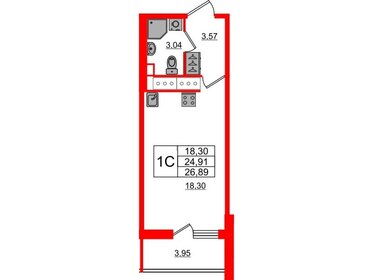 Квартира 26,9 м², студия - изображение 1