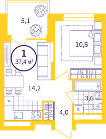 34 м², 1-комнатная квартира 4 650 000 ₽ - изображение 26