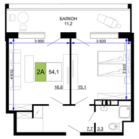 Квартира 54,1 м², 2-комнатные - изображение 1