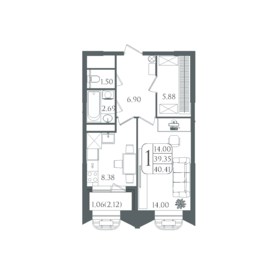 Квартира 40,4 м², студия - изображение 1