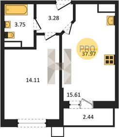 Квартира 38 м², 1-комнатная - изображение 1