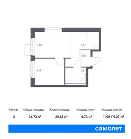 34,7 м², 1-комнатная квартира 7 066 208 ₽ - изображение 6