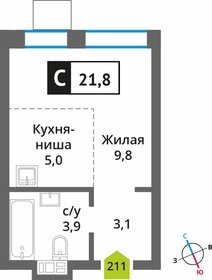 21,8 м², квартира-студия 4 992 200 ₽ - изображение 12