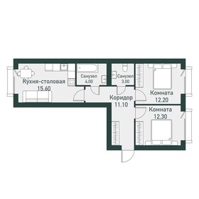 Квартира 61,3 м², 2-комнатная - изображение 1