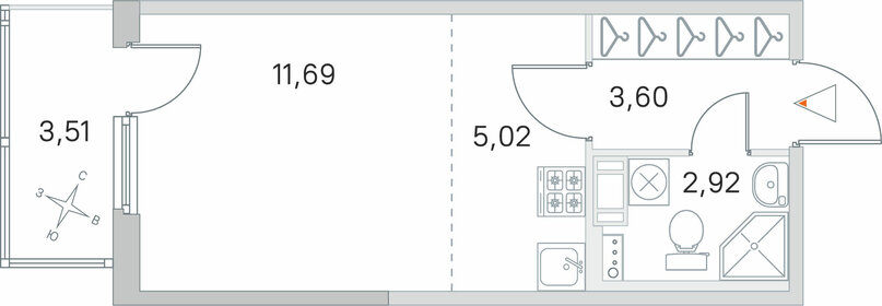 Квартира 24,3 м², студия - изображение 1