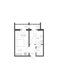 Квартира 34,8 м², 1-комнатная - изображение 2